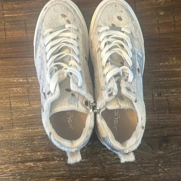 J/Slides Ludlow Metallic Calf Hair High Top Sneakers Women’s 8.5 Platform Luxe - Picture 5 of 10